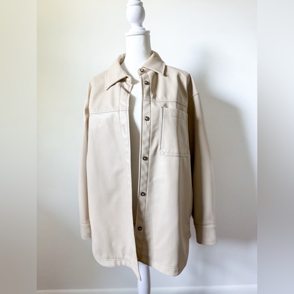 H&M Faux Leather Shirt Jacket - Picture 4 of 14